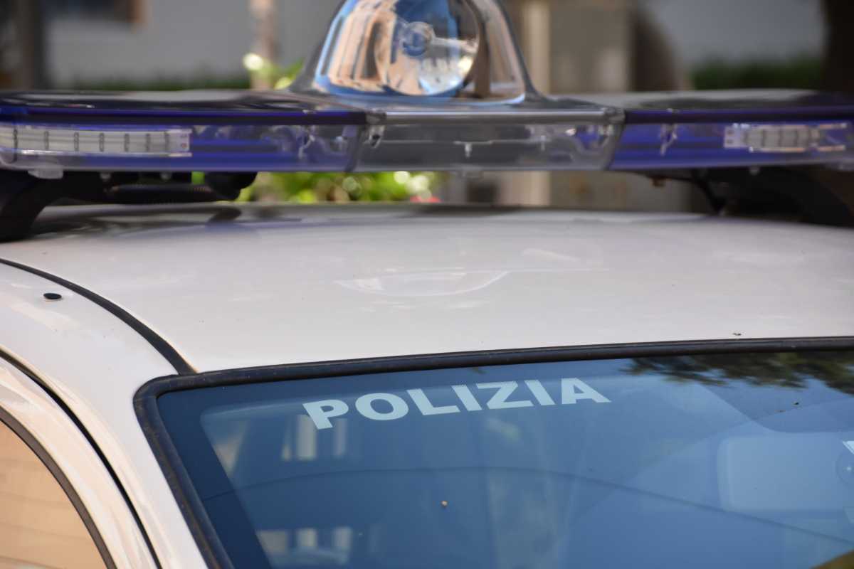 Un'auto della polizia in dettaglio