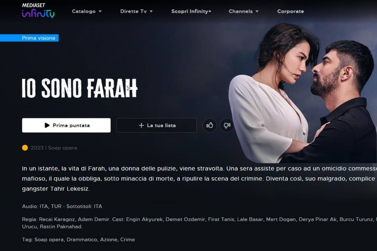 screen Mediaset Infinity Io Sono Farah