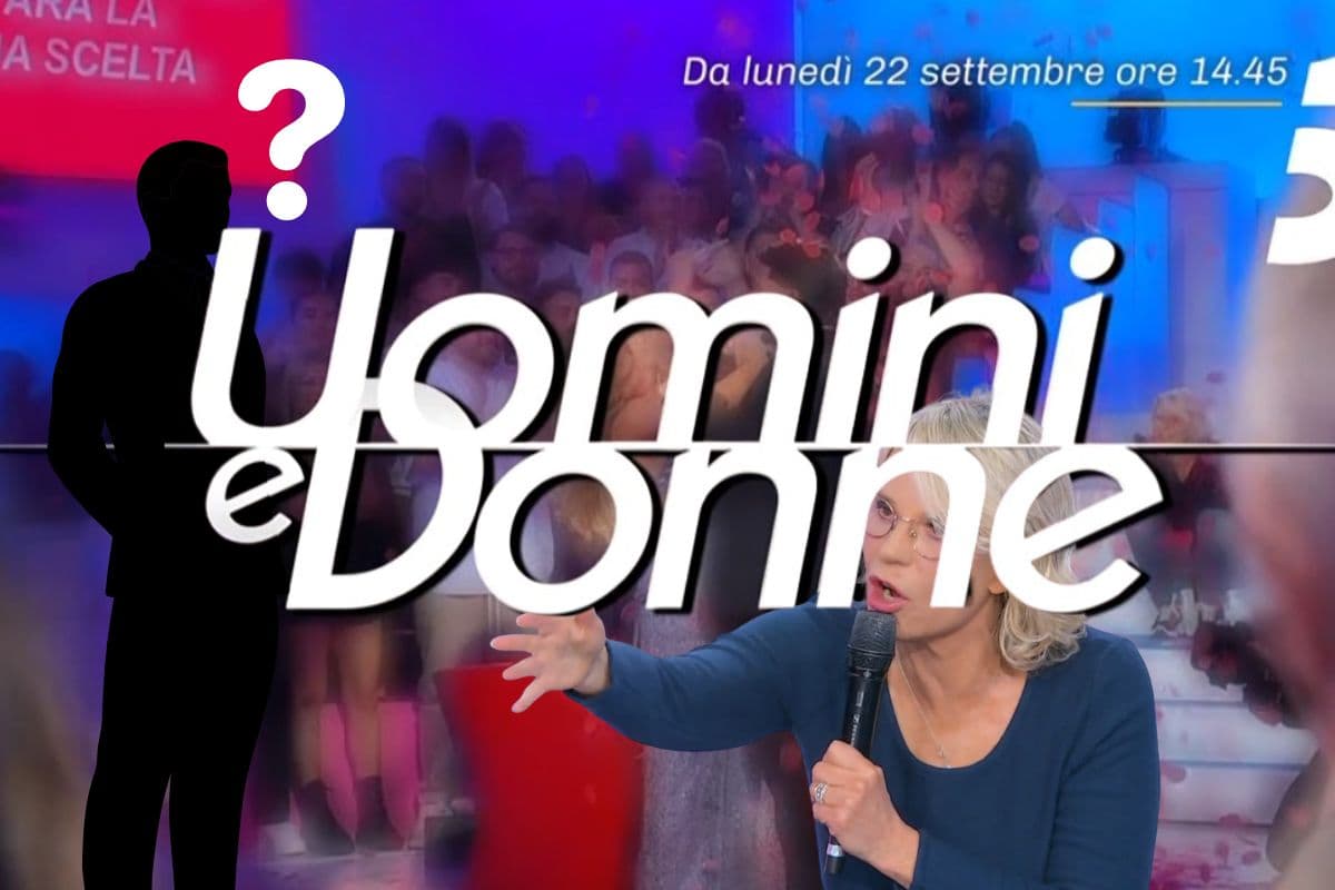 screen pubblicità uomini e donne, maria de filippi, sagoma nera con punto interrogativo