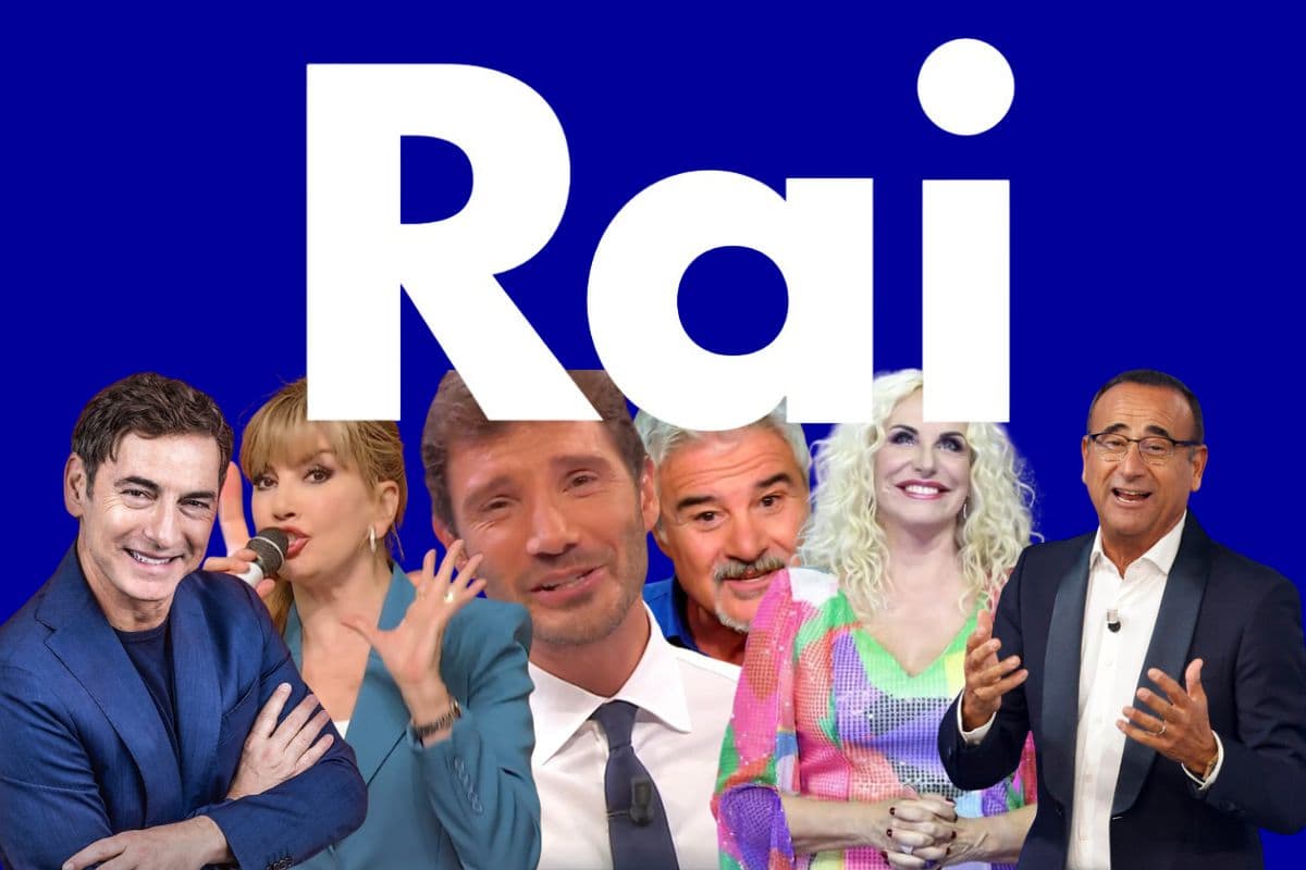 Logo rai, con volti presentatori della rete