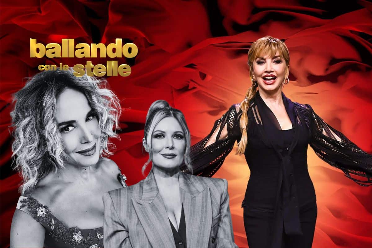 milly carlucci, logo ballando e in bianco e nero barbara d'urso e selvaggia lucarelli