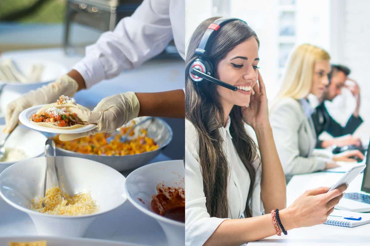 foto di cameriere e assistenza telefonica
