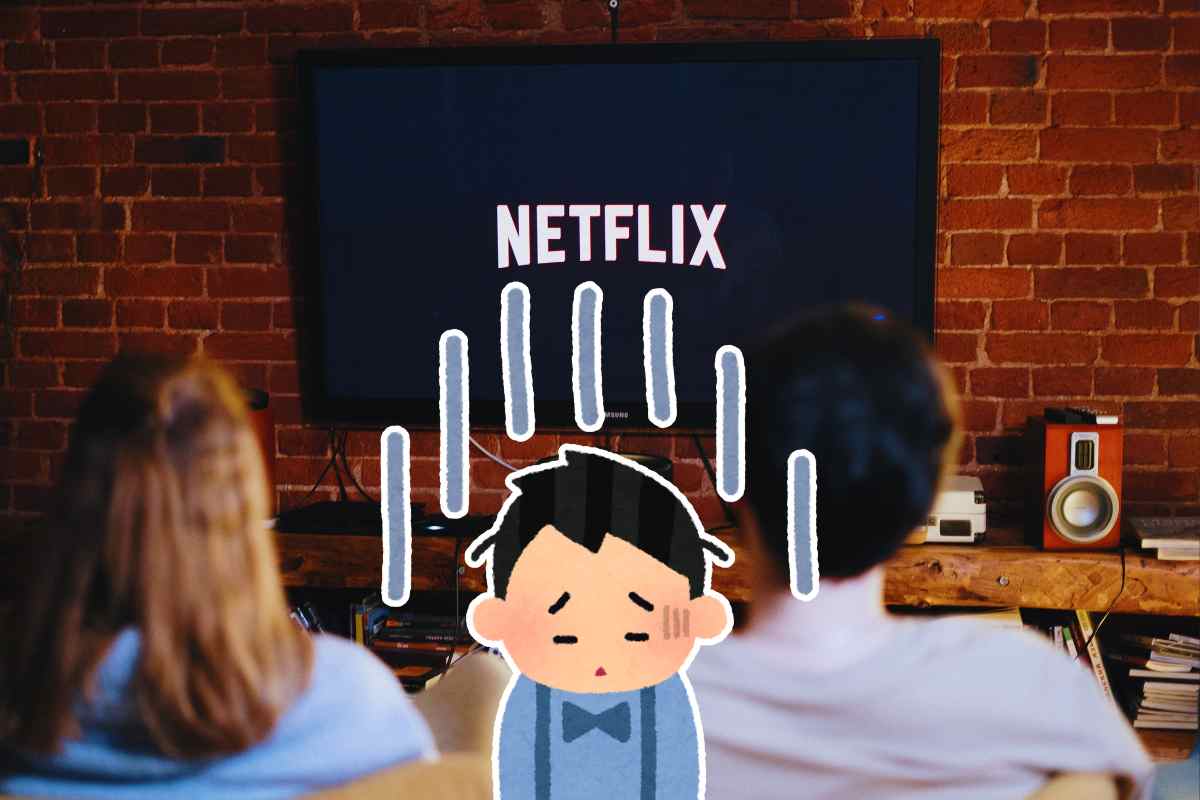 coppia guarda netflix, grafica persona triste