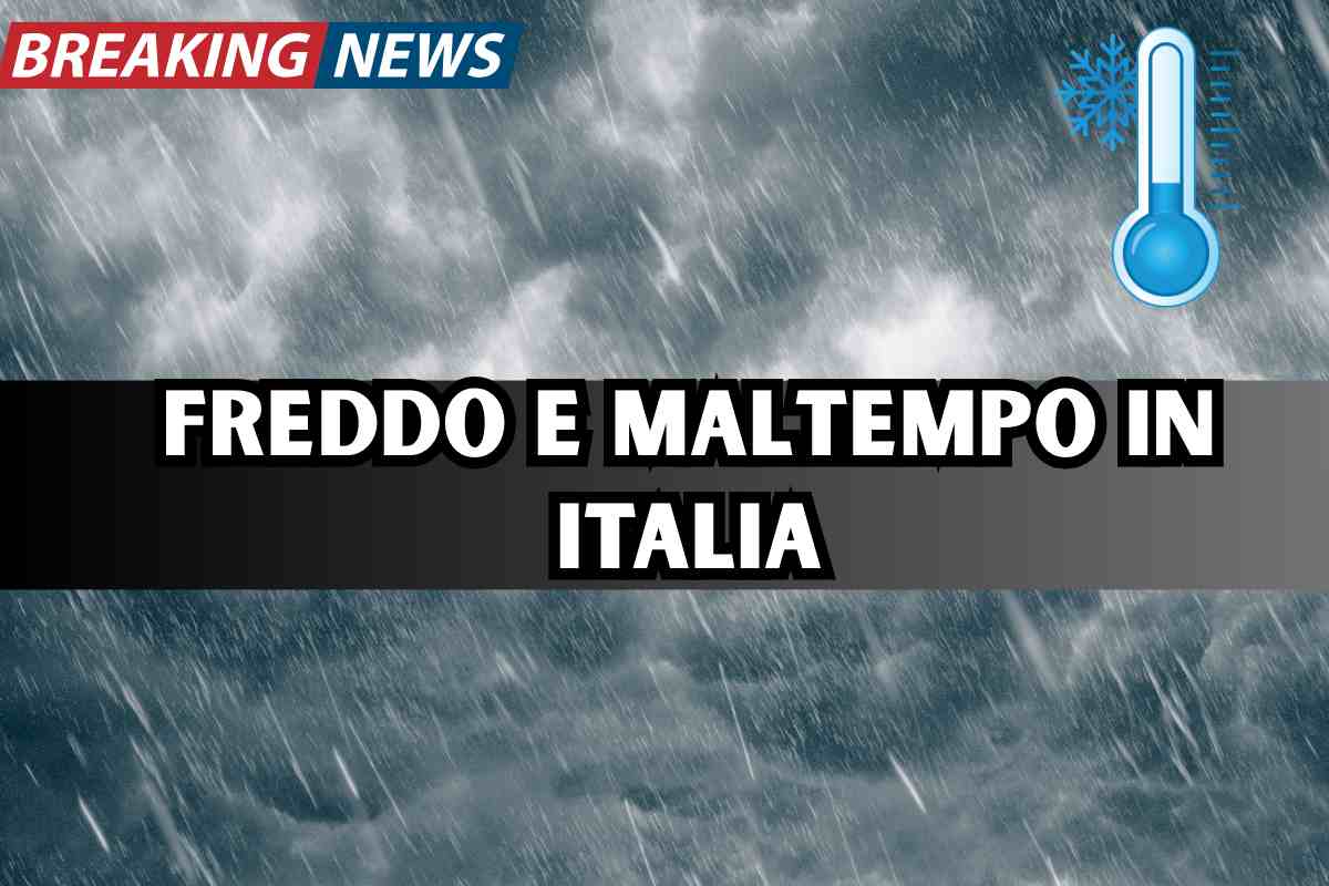 freddo e maltempo in italia, grafica termometro basse temperature, breaking news